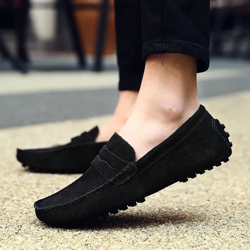 Advbridge Leather Men Casual Shoes Brand  Italian Men Loafers Moccasins Breathable Slip on Black Driving Shoes Big Size 49