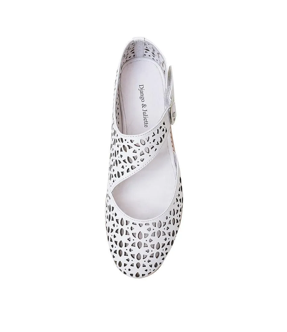 Albion White Leather Flats