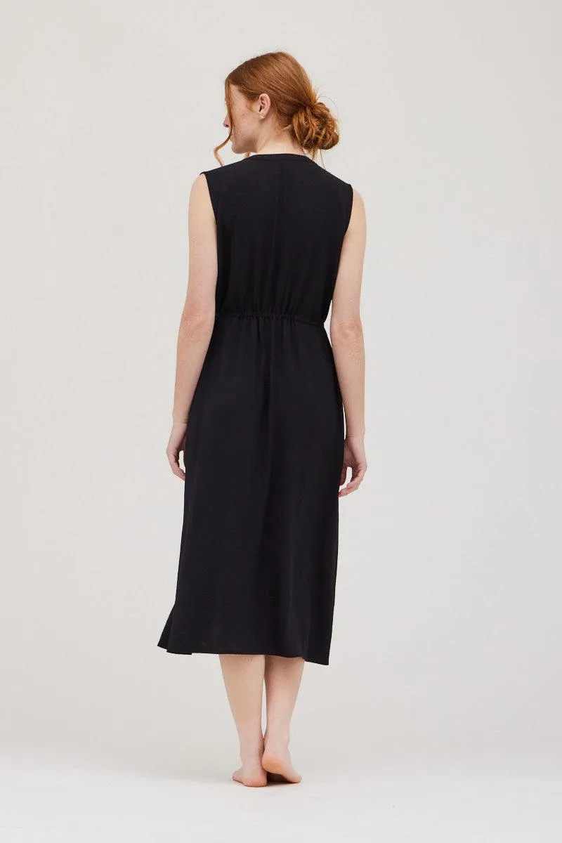 Back Elastic Tie Midi Dress