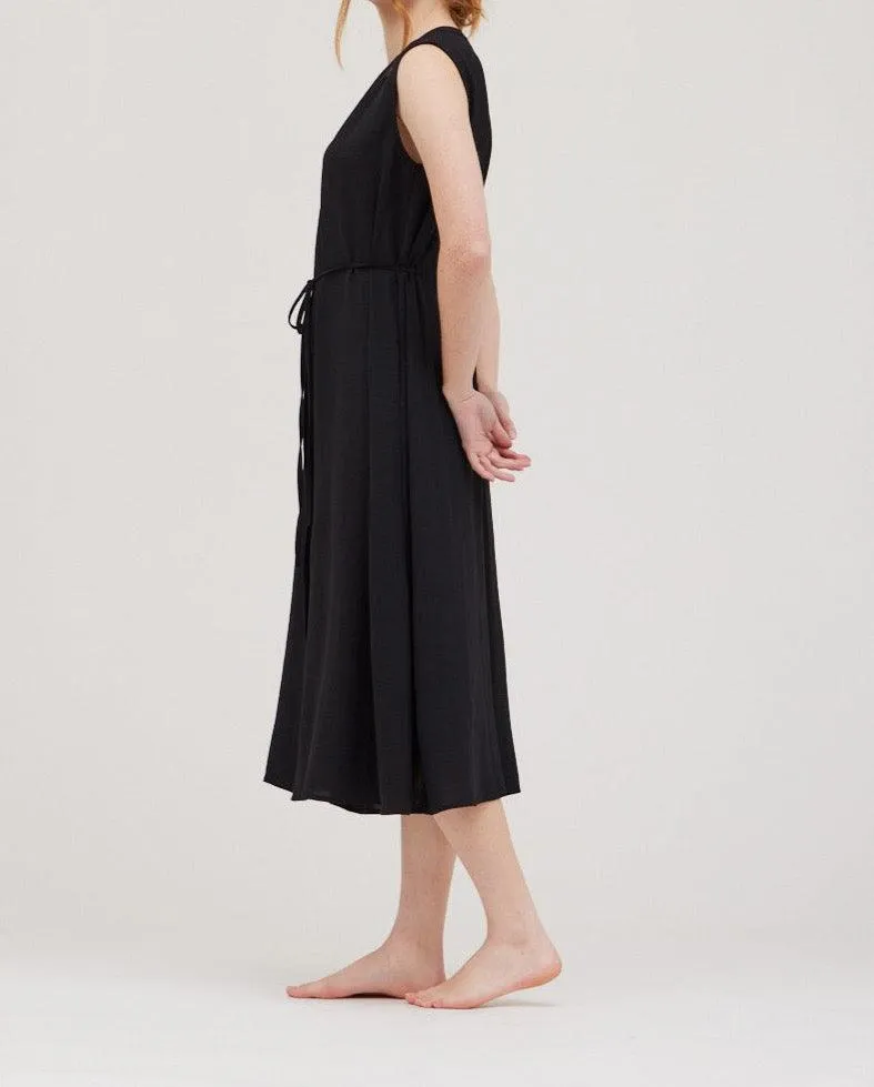 Back Elastic Tie Midi Dress