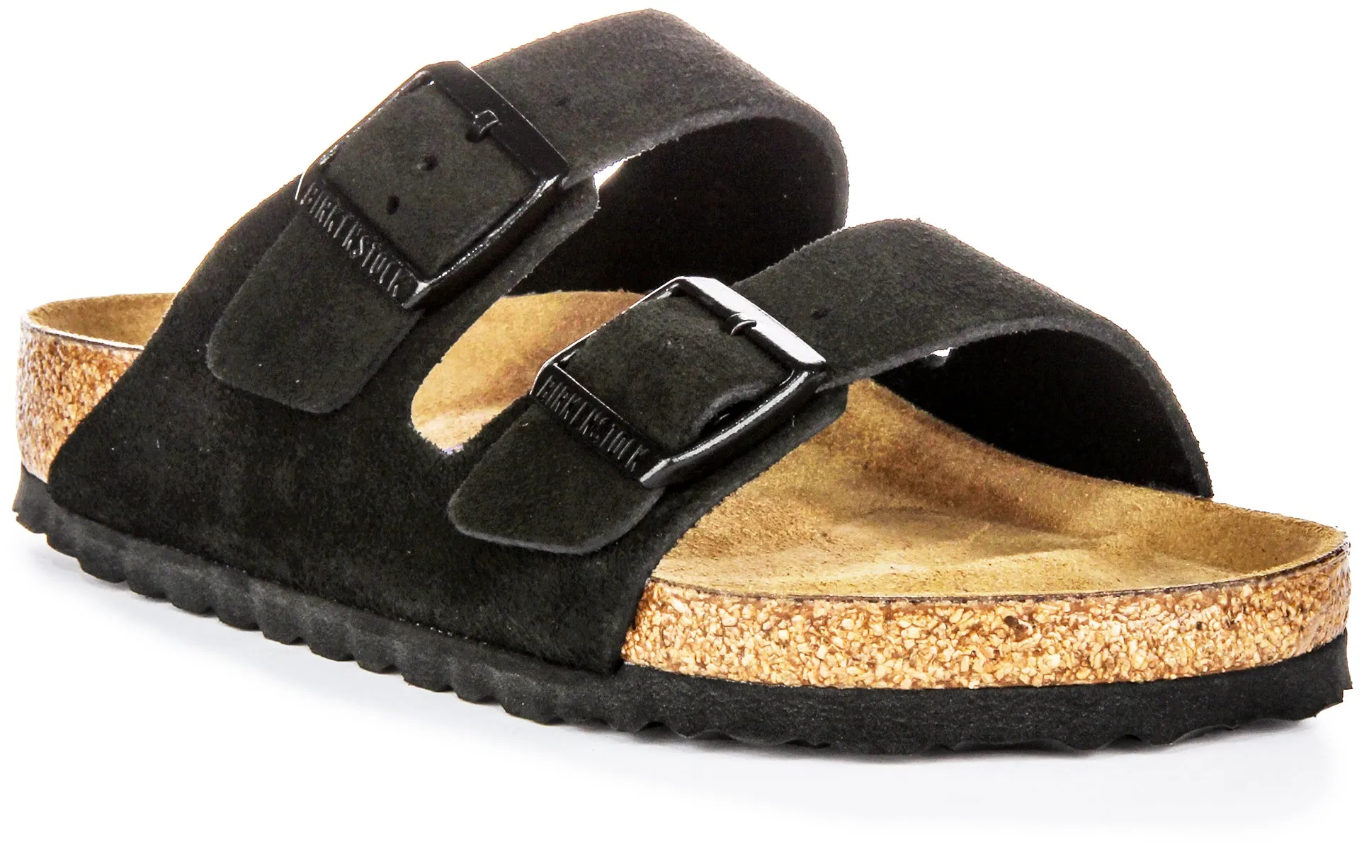 Birkenstock Arizona Soft Footbed In Black Suede | Regular Fit