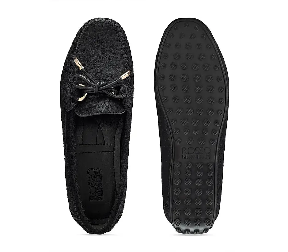 Black Moccasins With Bow Detail