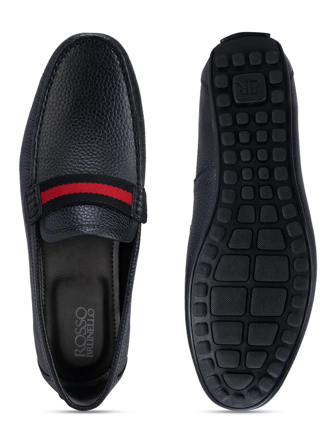 Black Moccasins With Contrast Panel