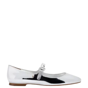 Blair Ballet Flat In Silver Specchio by Larroudé