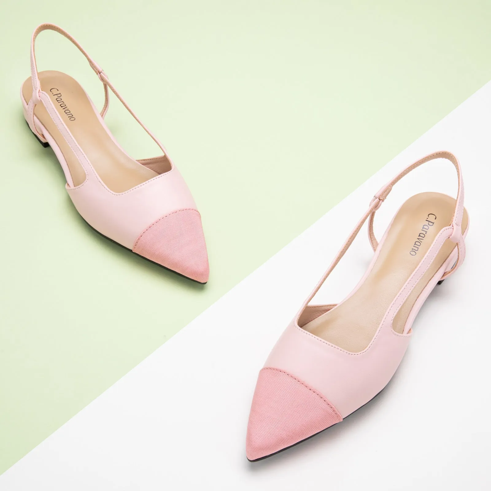 Cap-Toe Slingback Flats (Freya) Pink