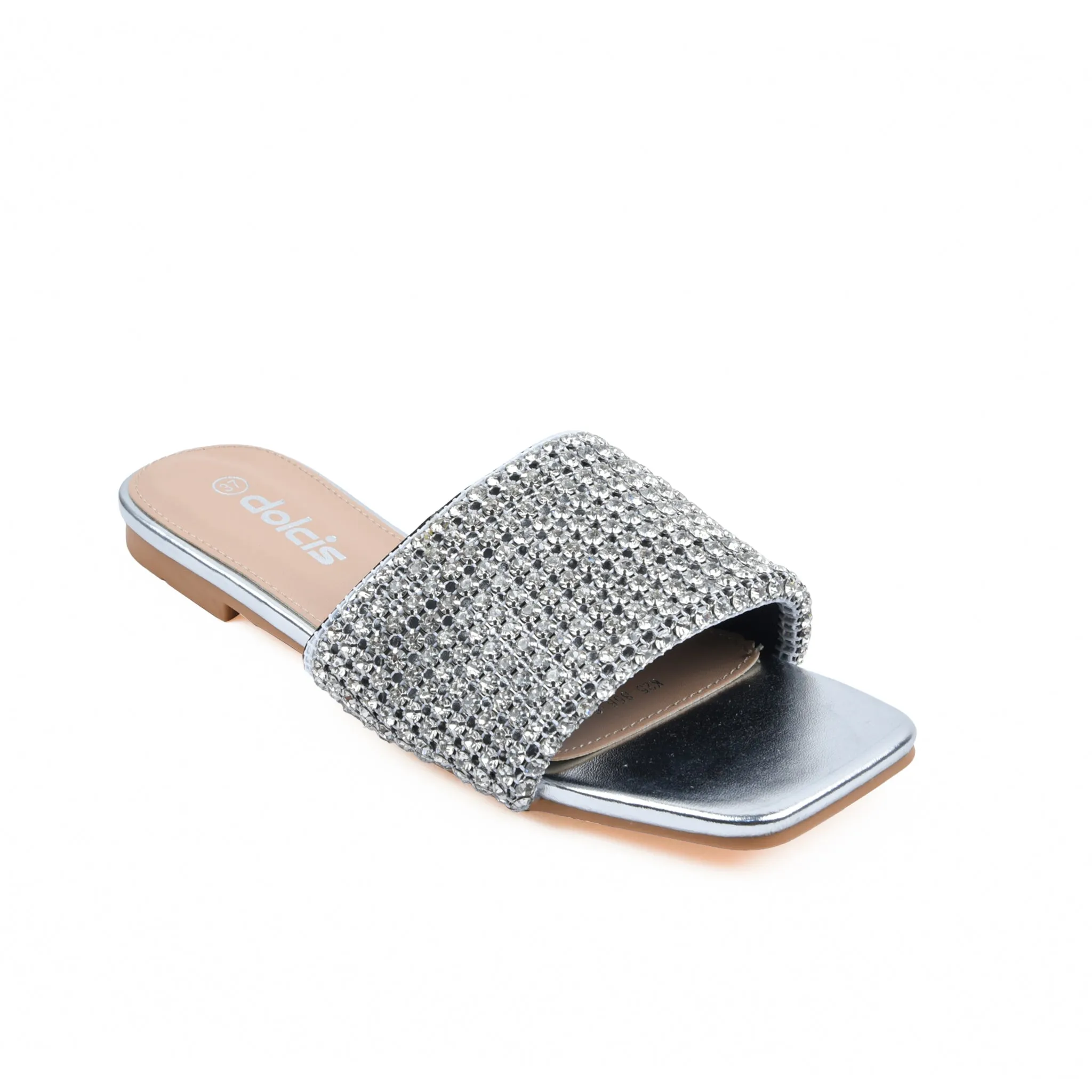 Chic Silver Embellished Flats | 590J-S