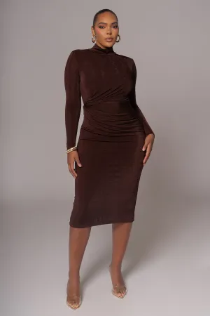 Chocolate Kara Mock Neck Dress