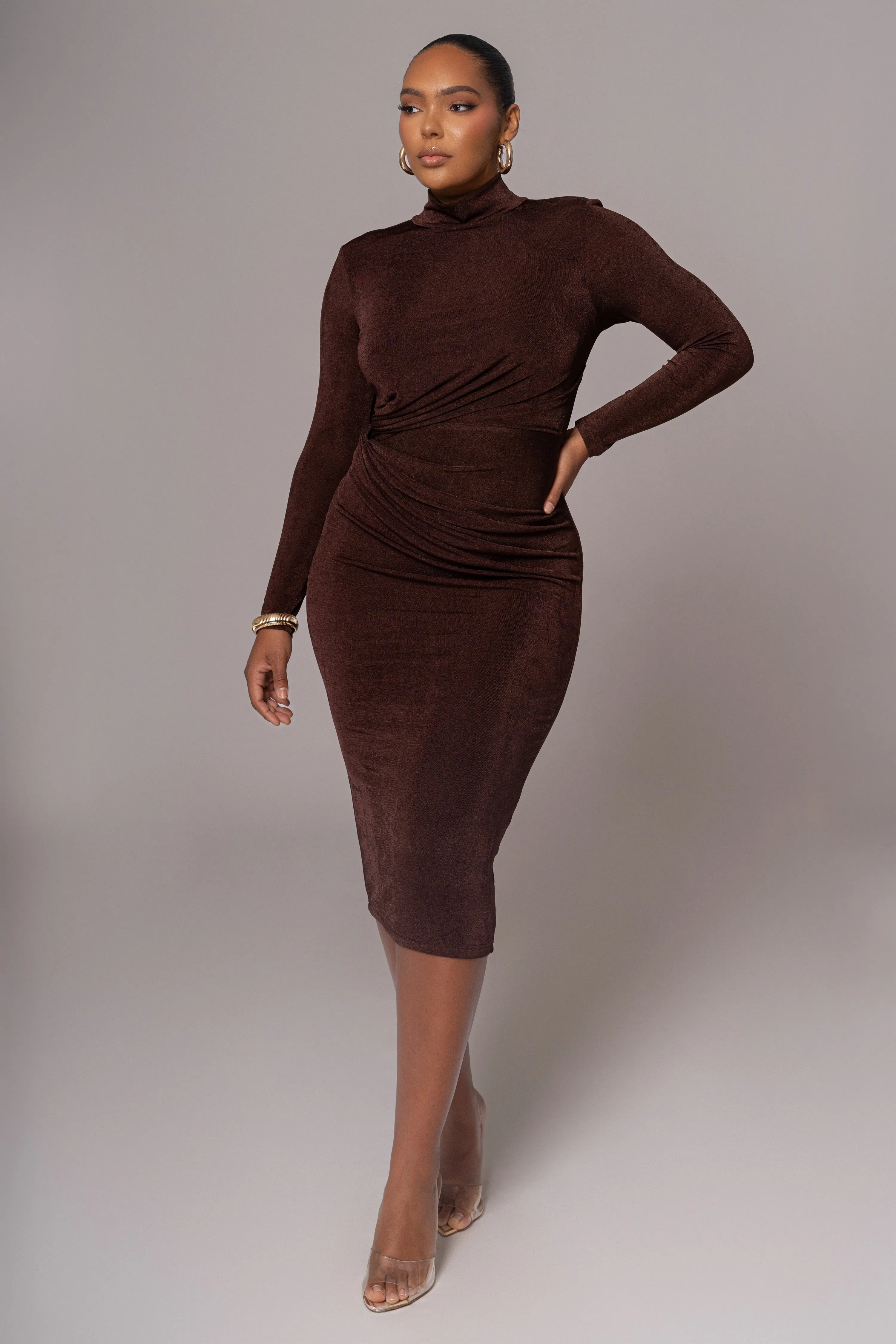 Chocolate Kara Mock Neck Dress