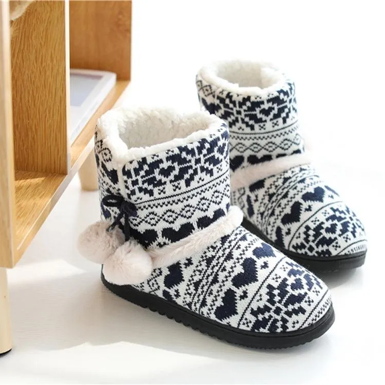 Cozy High-Top Velvet Slippers with Thick Sole for Winter Warmth