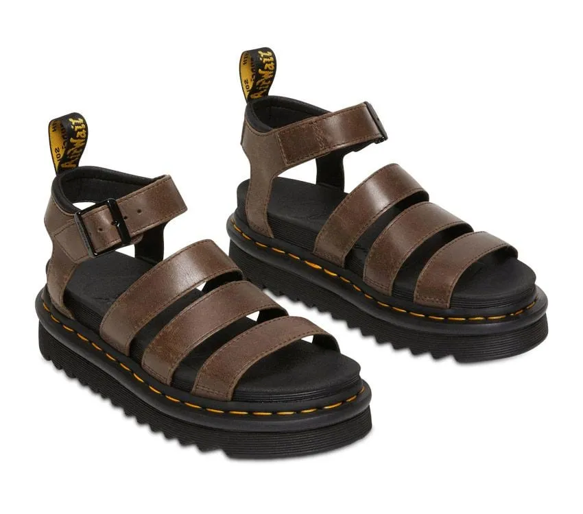 Dr Martens Blaire 3 Strap Sandal Dark Brown Oily Illusion