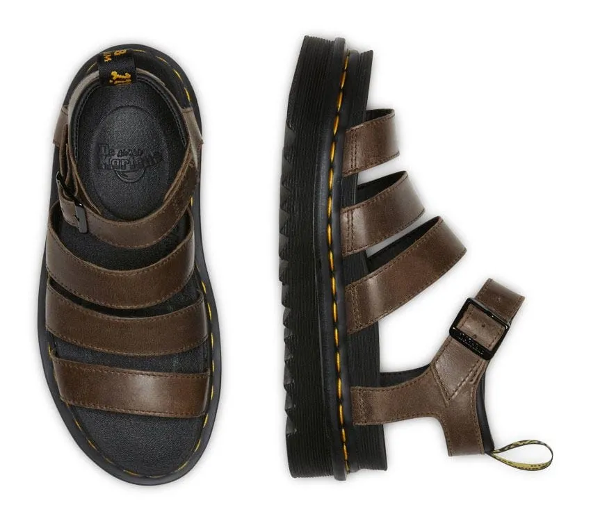 Dr Martens Blaire 3 Strap Sandal Dark Brown Oily Illusion