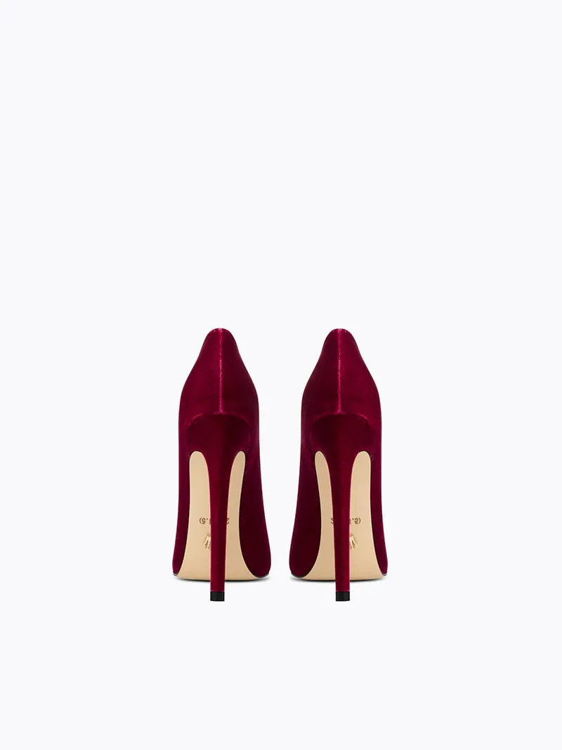 Fabfei suede 10cm stiletto burgundy pointed toe sexy pumps - Kara