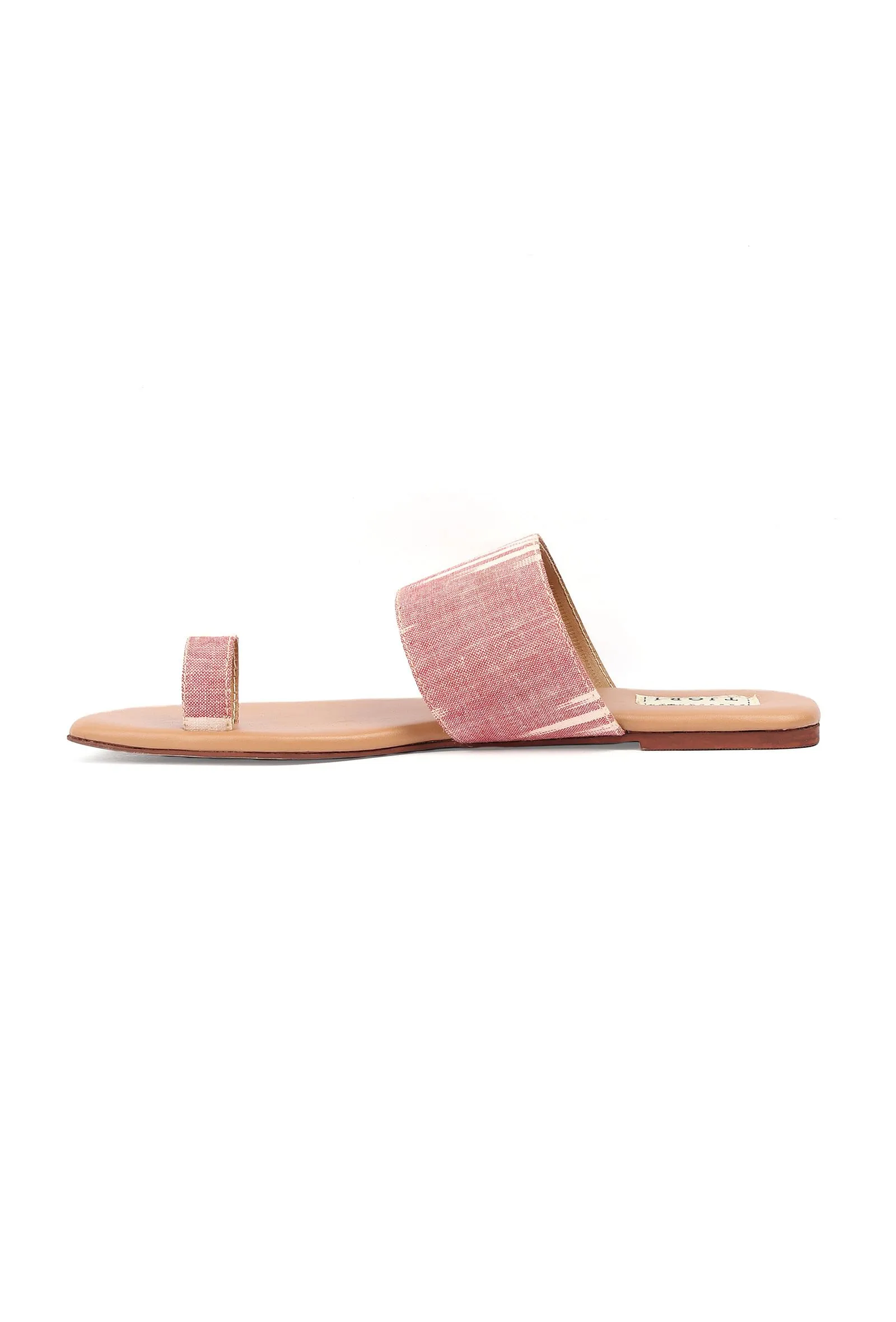 Flamingo Pink & Tortilla Brown Ikat One Toe Cruelty Free Leather Flats