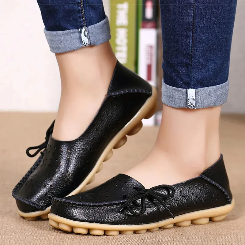 Flat Shoes Women Breathable Leather Loafers Women Casual Shoes Slip On Moccasins Zapatos Para Mujeres Comfortable Flats Female