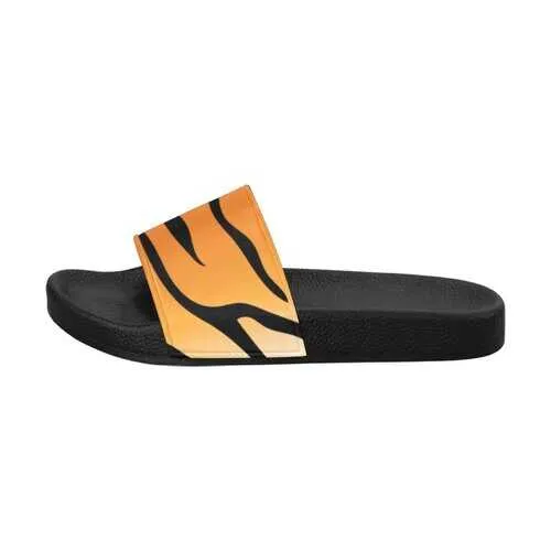 Flip-Flop Sandals, Orange and Black Tiger Stripe Women's Slides