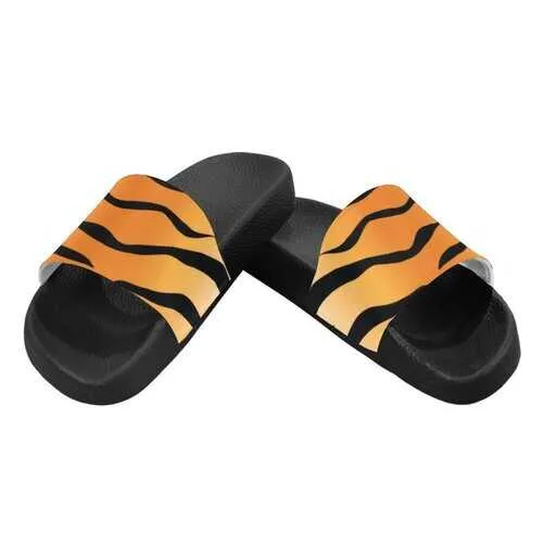 Flip-Flop Sandals, Orange and Black Tiger Stripe Women's Slides