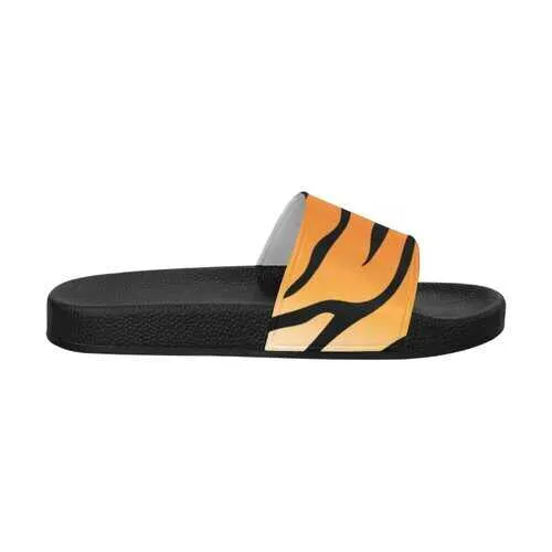 Flip-Flop Sandals, Orange and Black Tiger Stripe Women's Slides