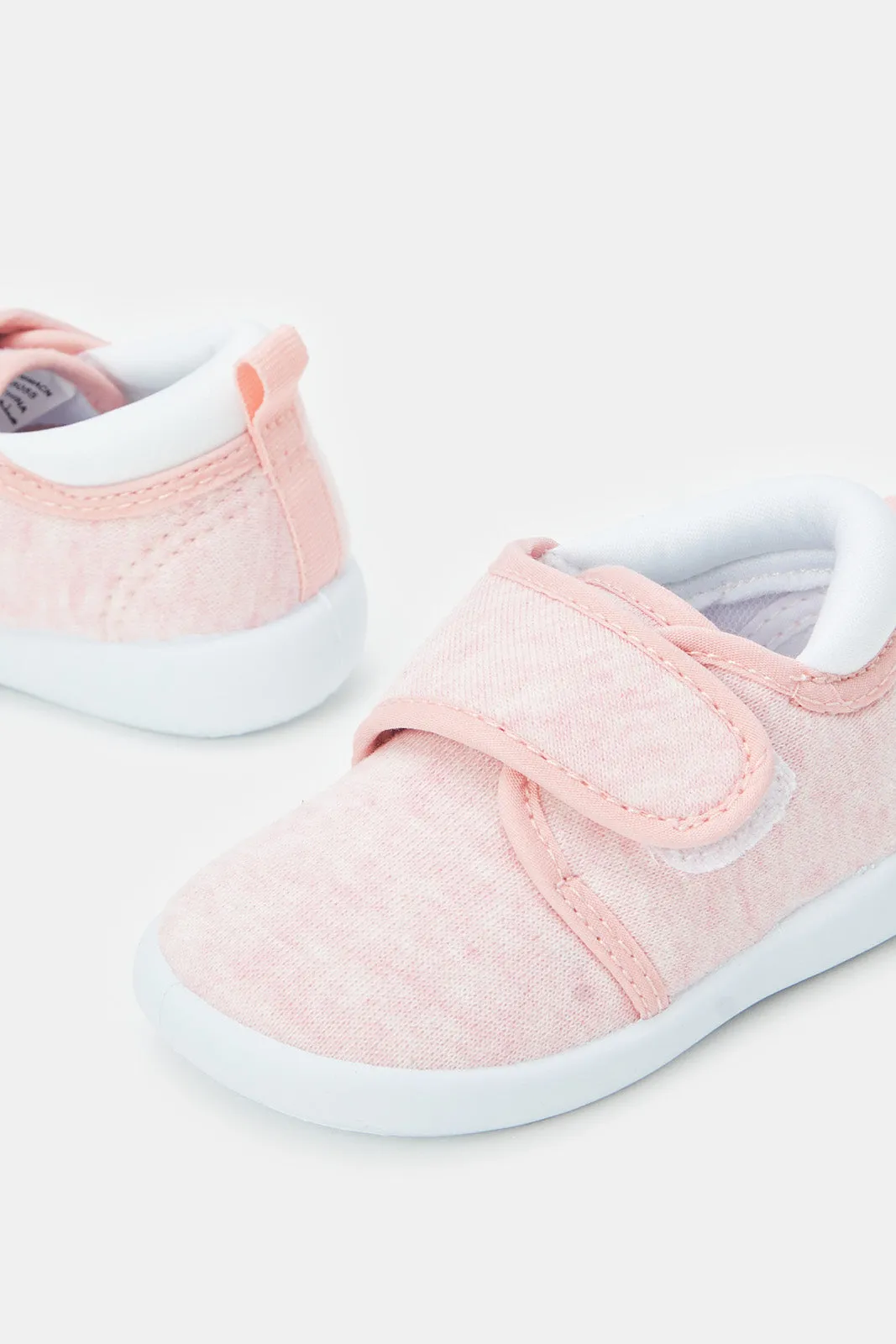 Girls Pink Velcro Strap Pumps