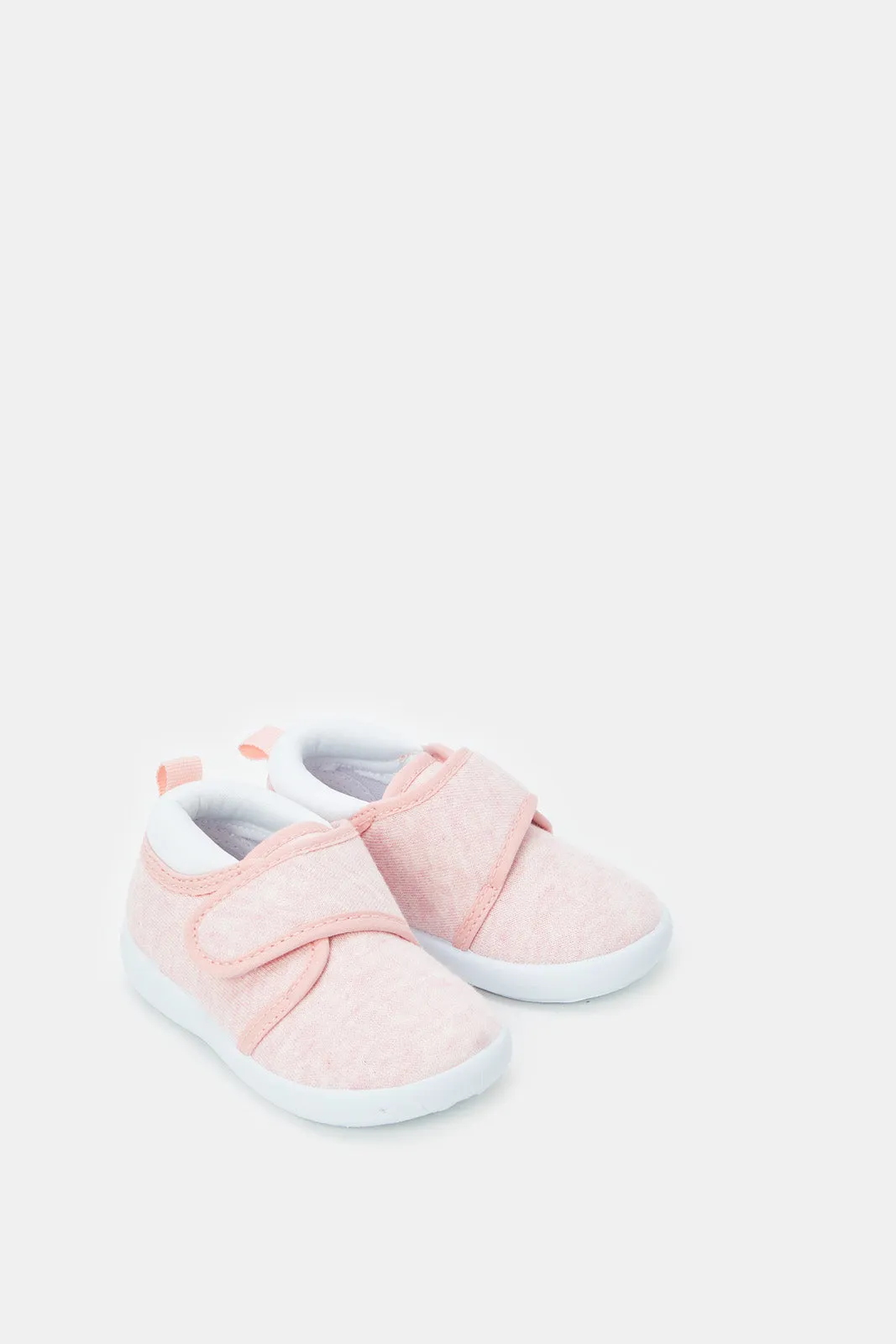 Girls Pink Velcro Strap Pumps