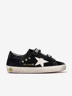 Golden Goose Kids Leather Old School Stripes And Star Trainers in Black