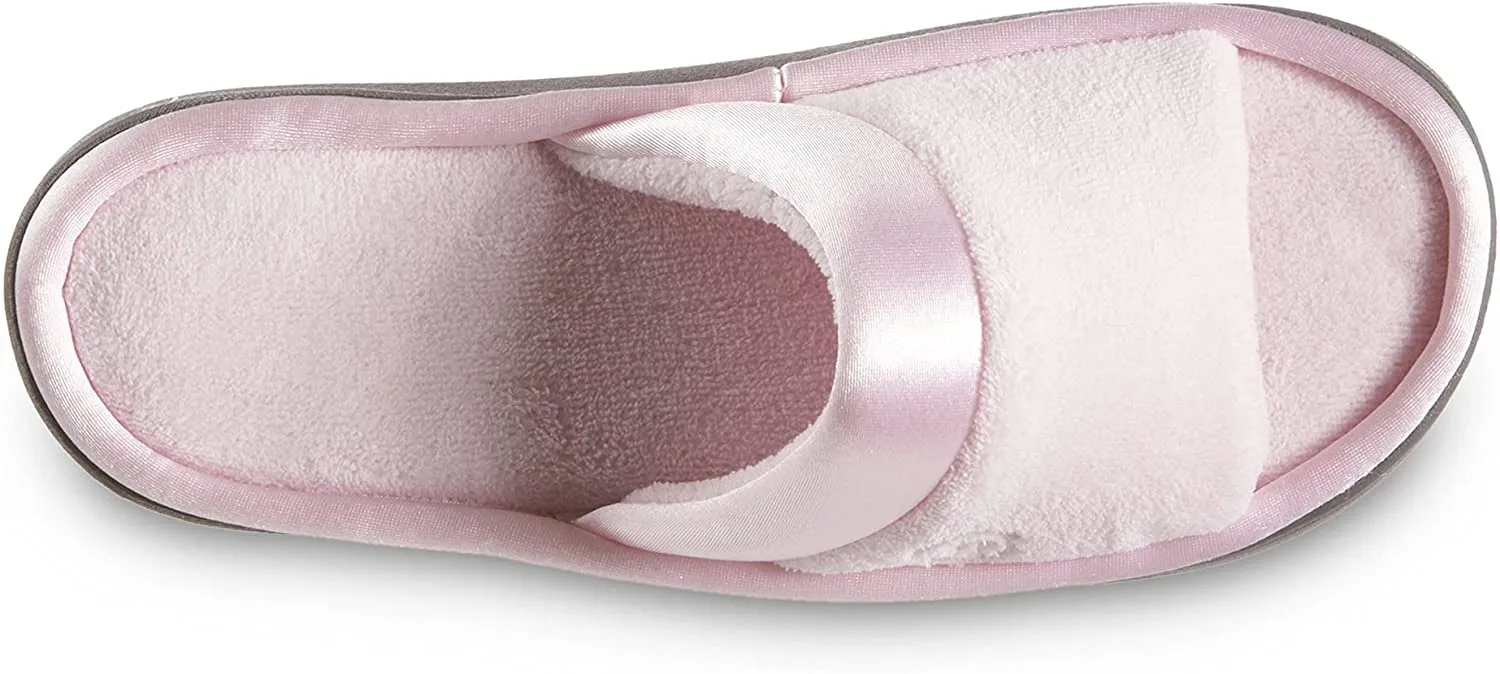 iIotoner Women's  Microterry Satin Trimmed Slide