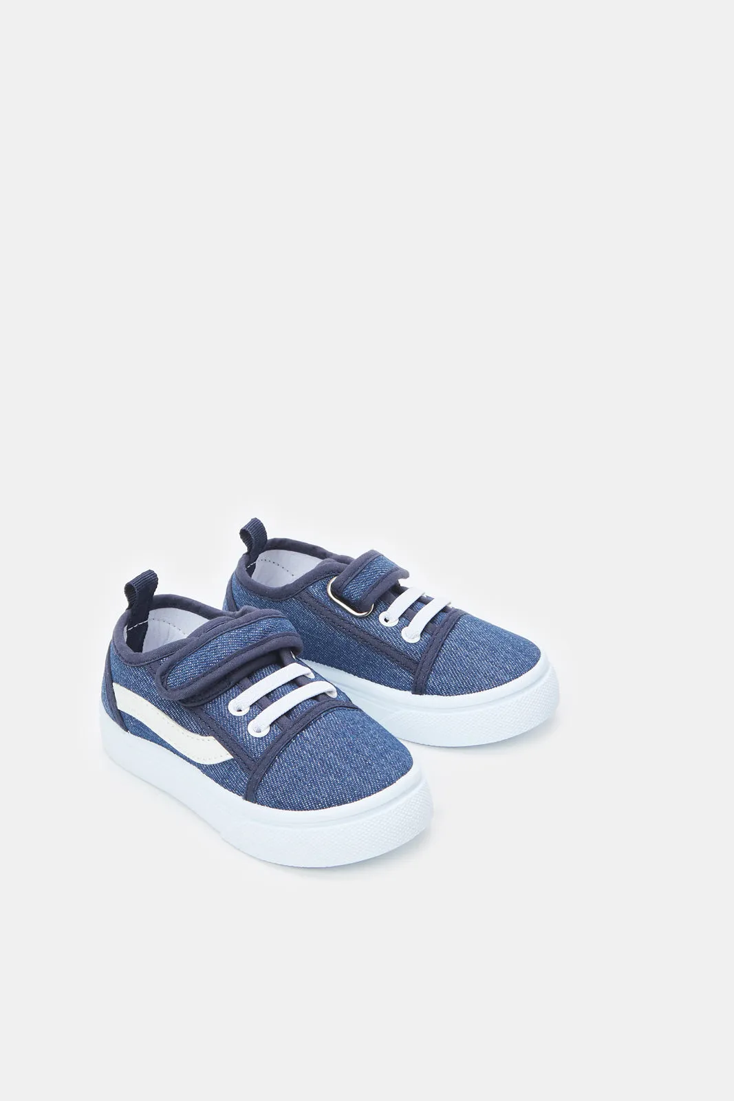 Infant Boys Blue Denim Velcro Pump