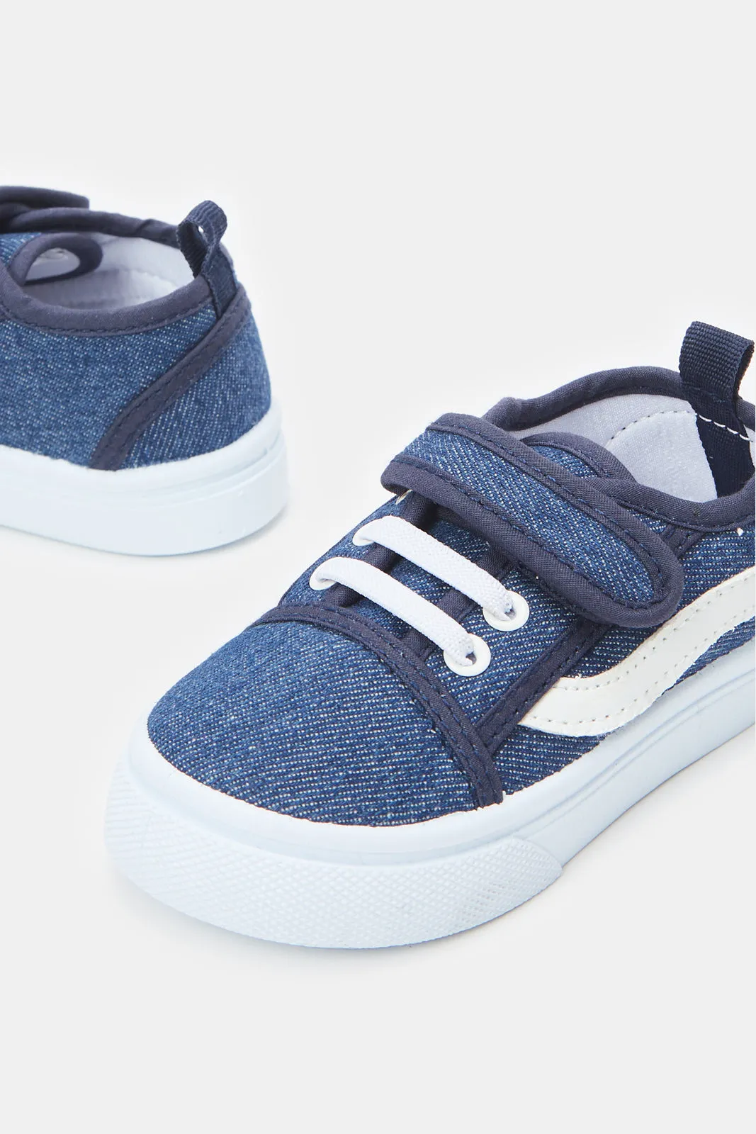 Infant Boys Blue Denim Velcro Pump