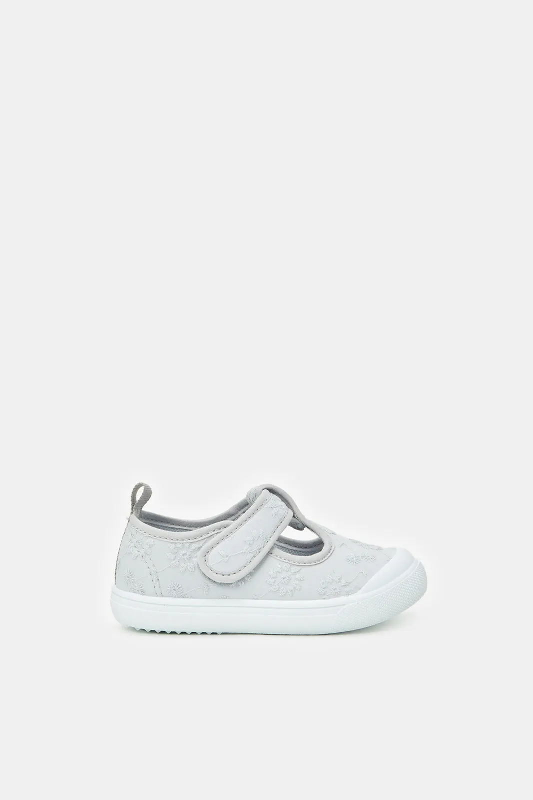 Infant Girls Grey Velcro Pumps