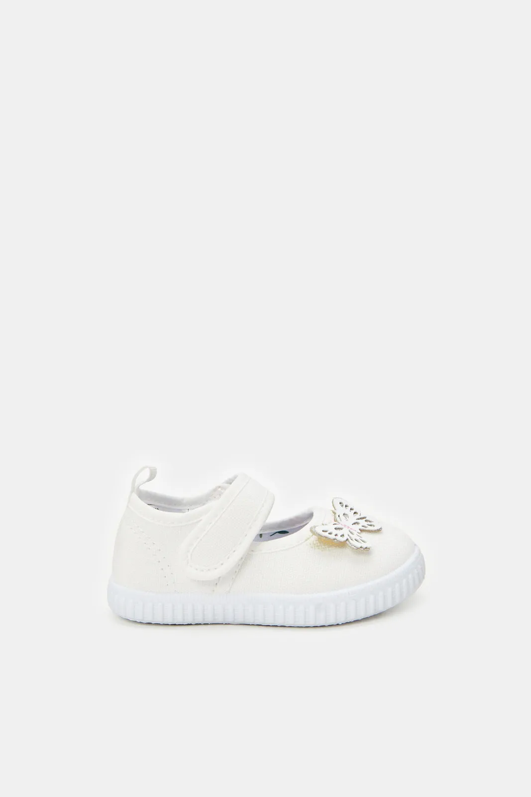 Infant Girls White Butterfly Pump