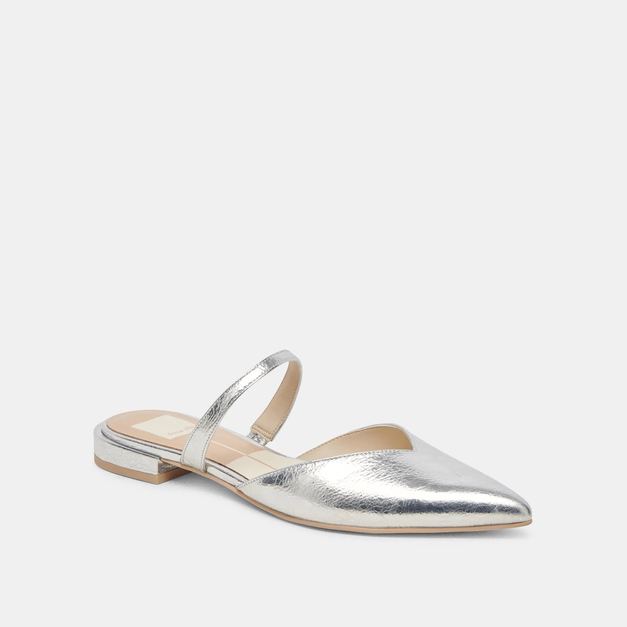 KANIKA FLATS SILVER DISTRESSED LEATHER