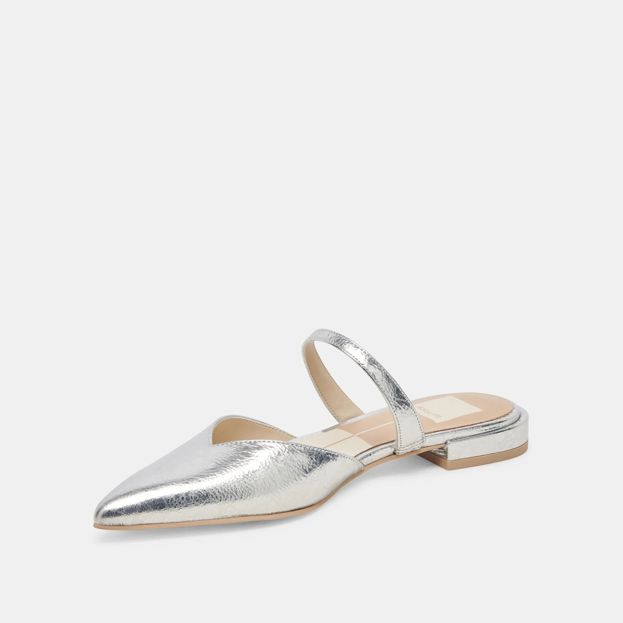 KANIKA WIDE FLATS SILVER DISTRESSED LEATHER