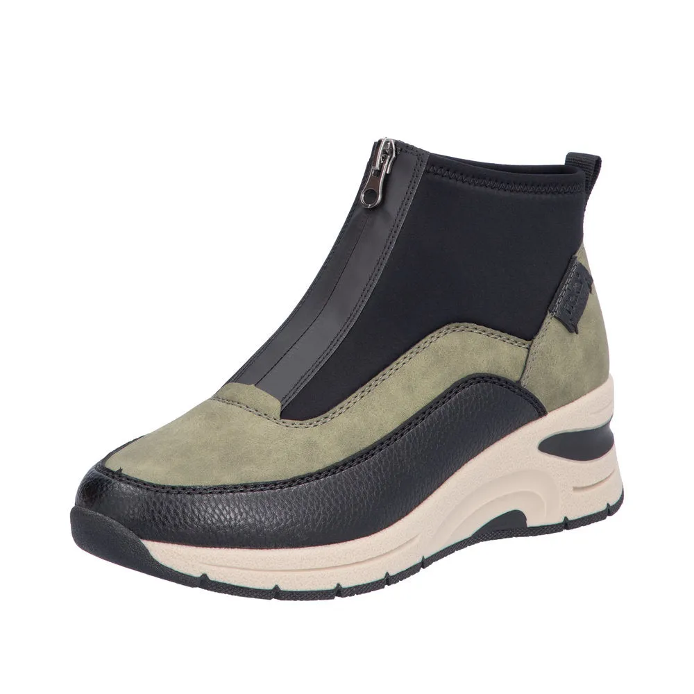 Ladies Rieker Zip Trainer Boots Sneaker Wedge Green N9362-54 sale