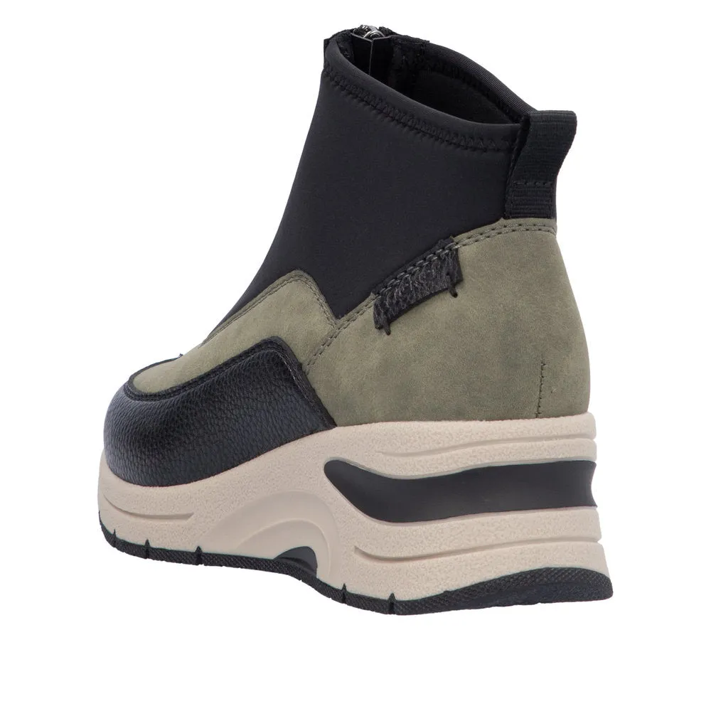 Ladies Rieker Zip Trainer Boots Sneaker Wedge Green N9362-54 sale