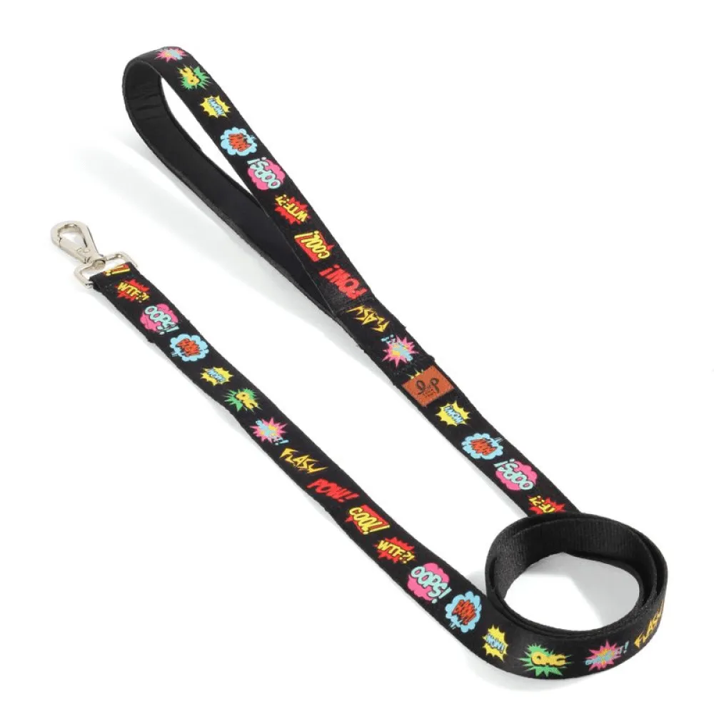 Lana Paws Comic Strip Martingale Collar and Leash for Dogs Combo (Black)