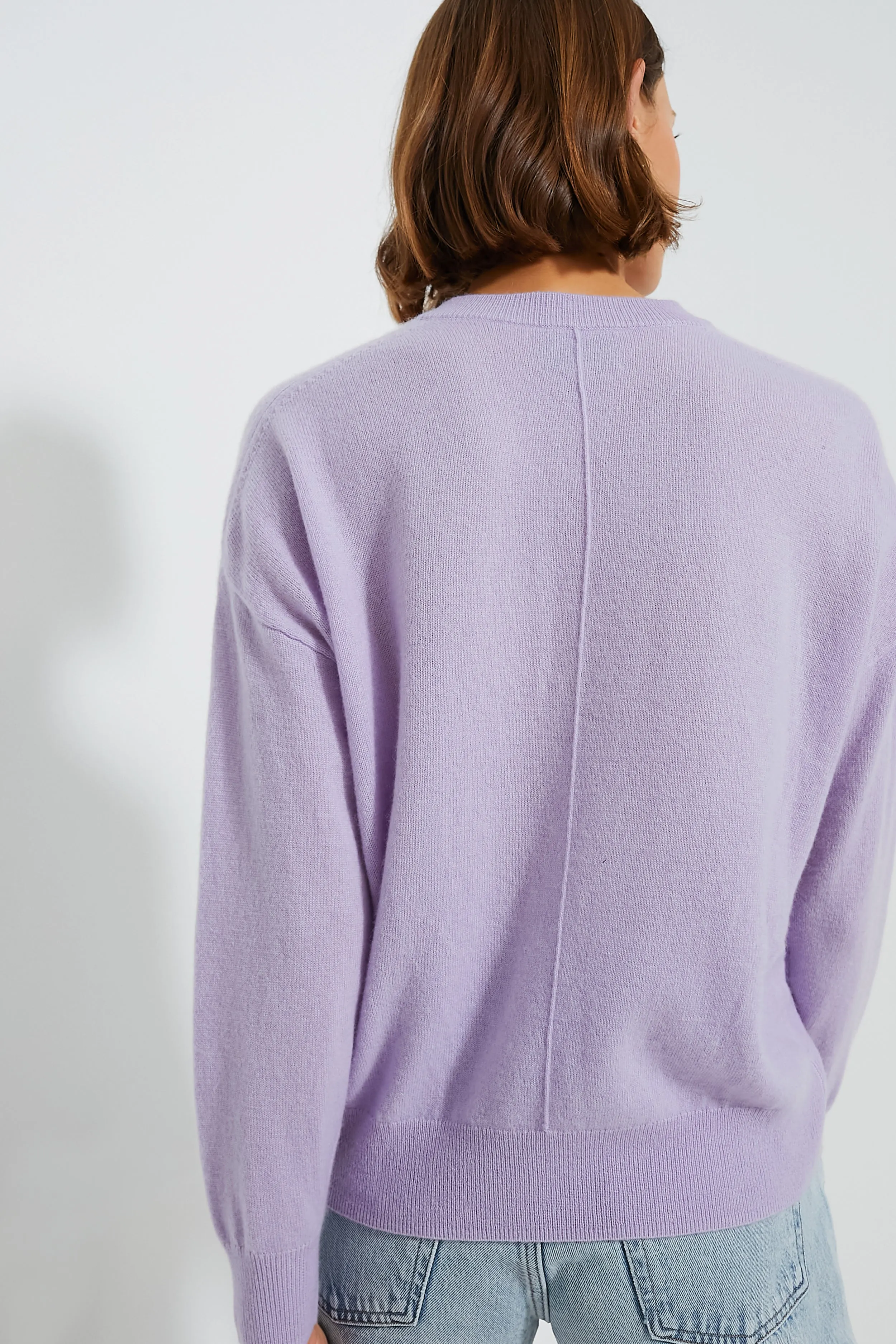 Lilac Cashmere Emma V-Neck Boyfriend Sweater