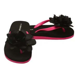 Little Girls Black Organza Flower Flip Flops 11-4 Kids