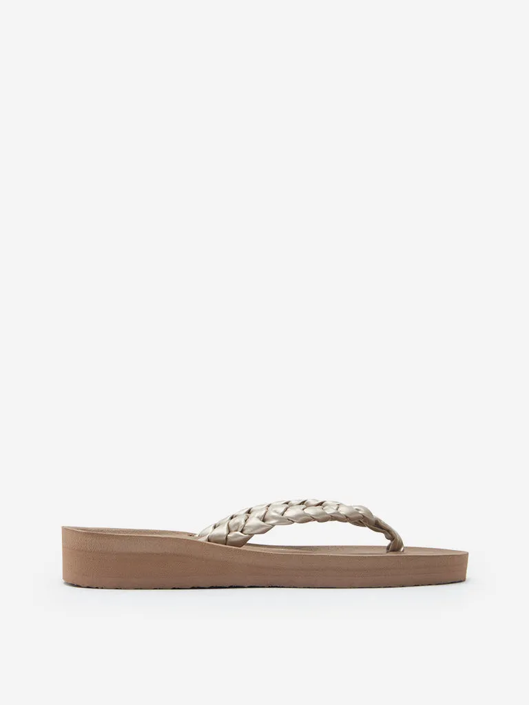 LUNA BLU Taupe Braid Pattern Flip-Flop