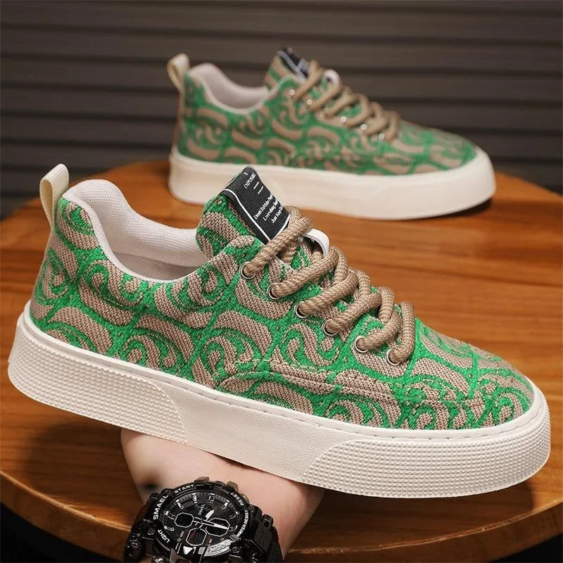 Men's Embroidered Fabric Casual Shoes Low cut Trainers Soft Sole Trendy Sports Shoes | T24