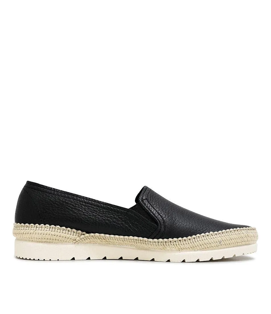 Nuria Black Leather Espadrilles