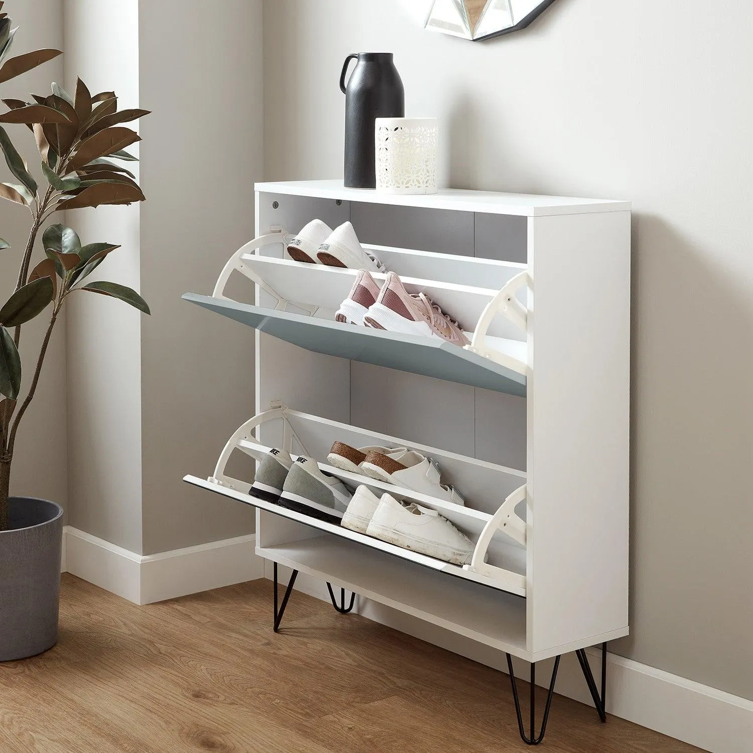 Outlet – Anderson shoe cabinet - 2 door - white and grey