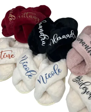 Personalized Fluffy Slippers - Christmas Gifts for Women - Bridal Party Gifts - Personalized Christmas Gift Box Ideas for Mom, Girlfriend - Bridesmaid Slippers Gifts