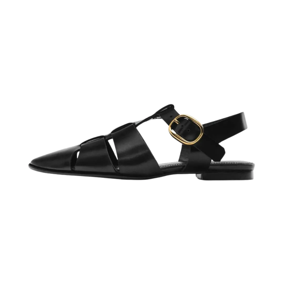 Pre Order:  Genuine Leather Pointed Toe Flat Sandals