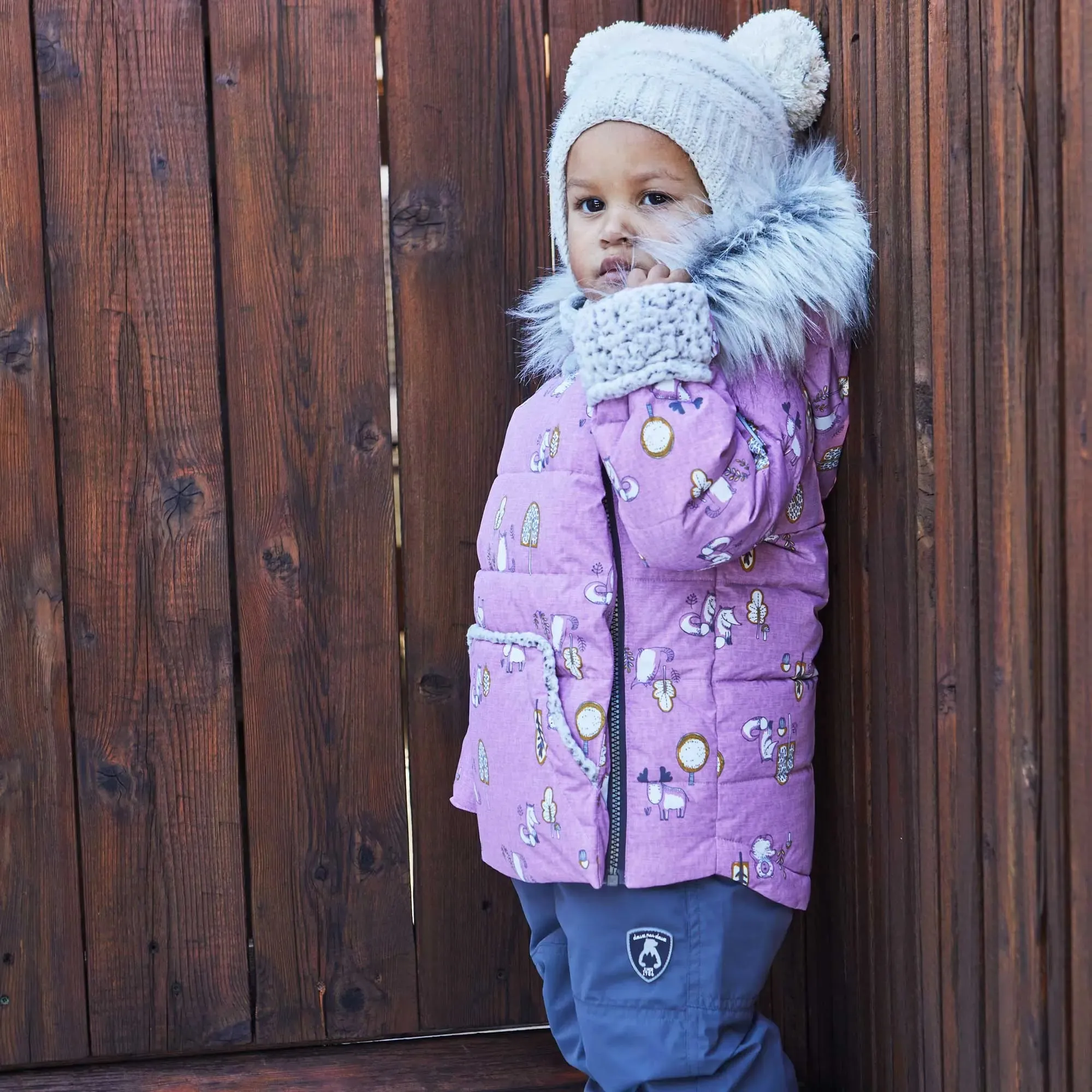 Printed Woodland Animals Two Piece Baby Snowsuit Lilac | DEUX PAR DEUX