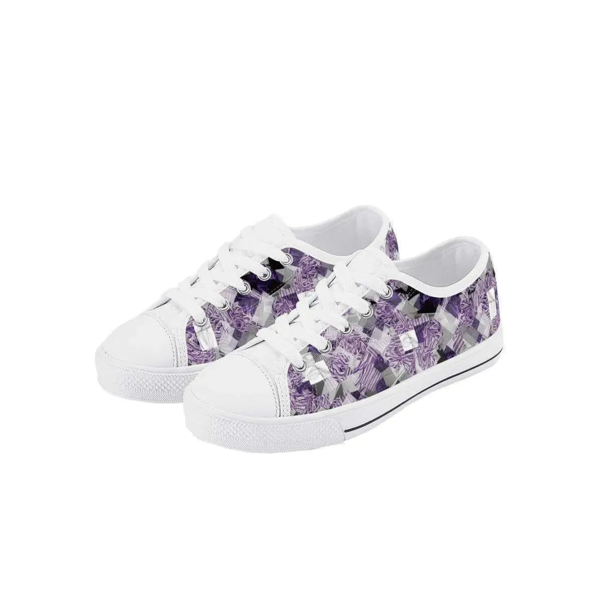 Purple and White Low Top Shoes