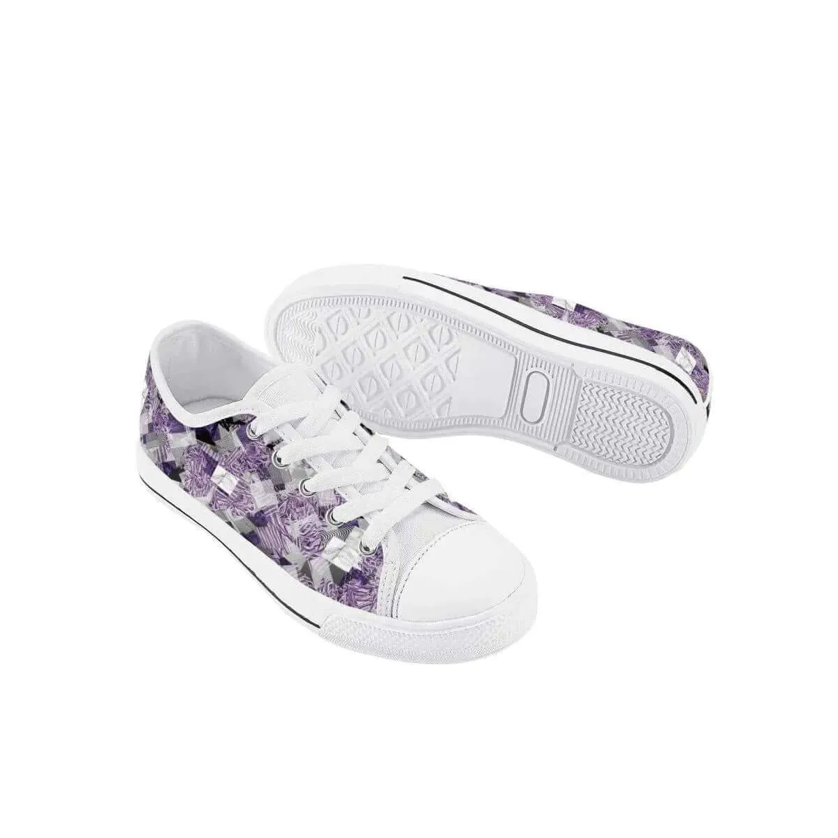 Purple and White Low Top Shoes