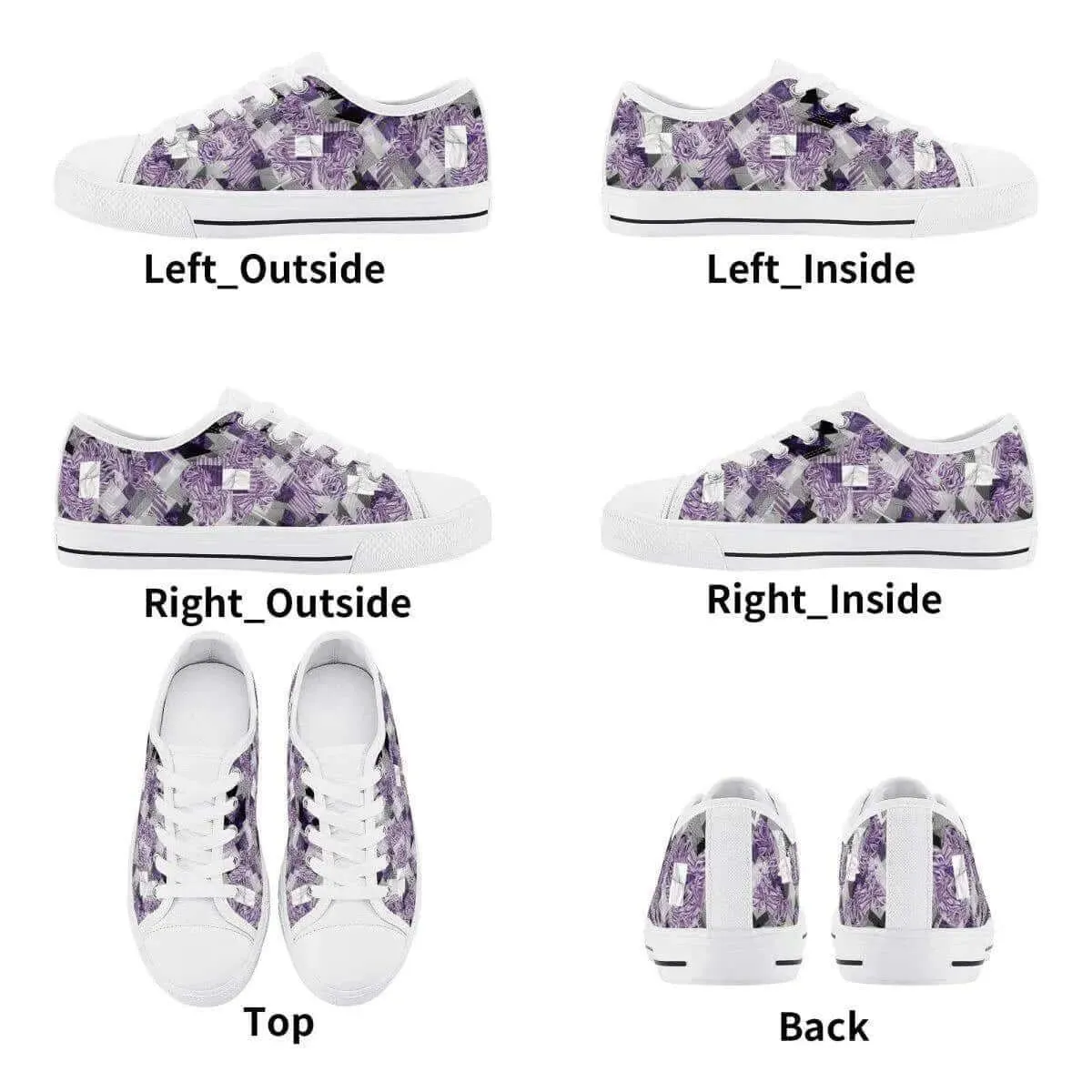 Purple and White Low Top Shoes