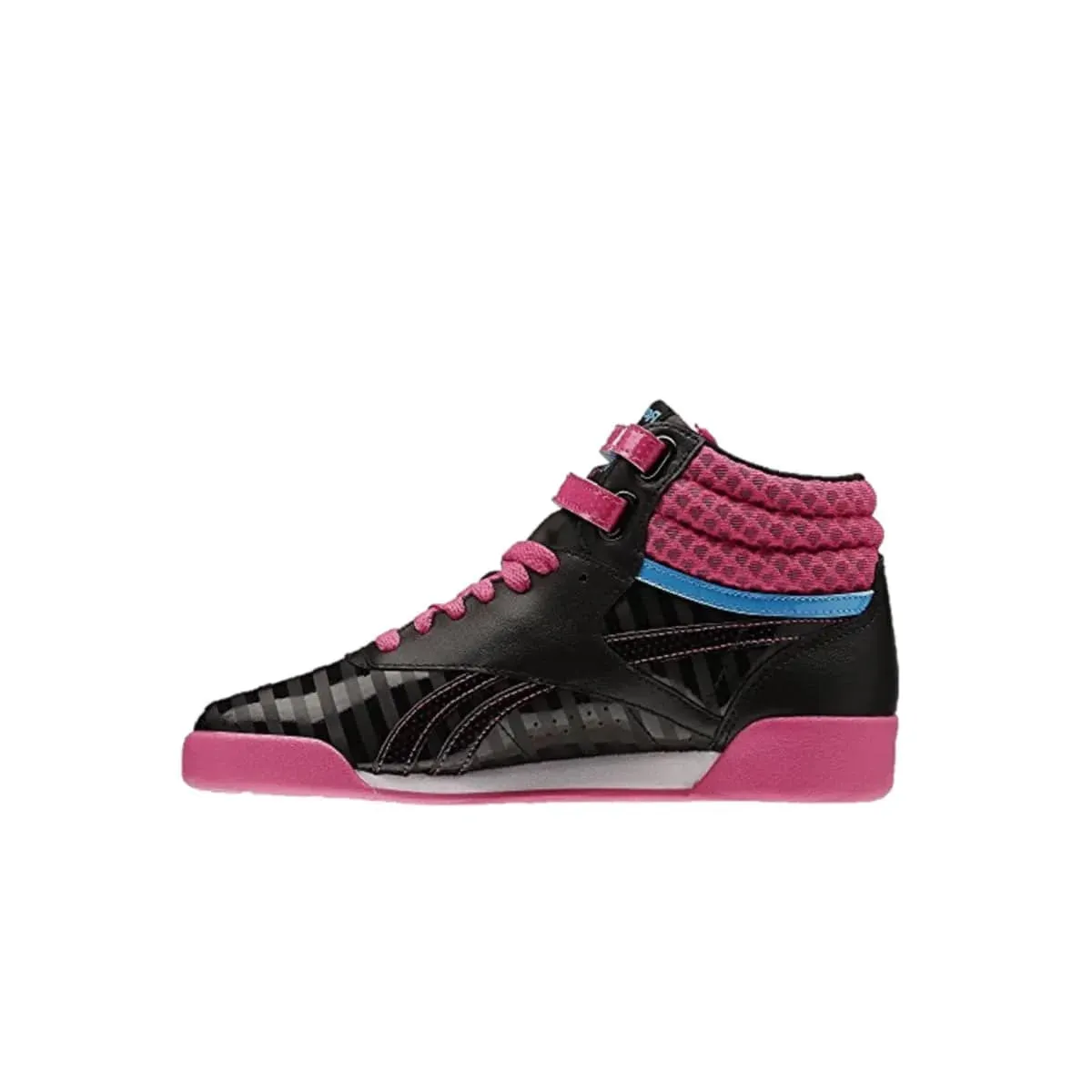 REEBOK Black/Pink Leather Youth Lifestyle Sneakers