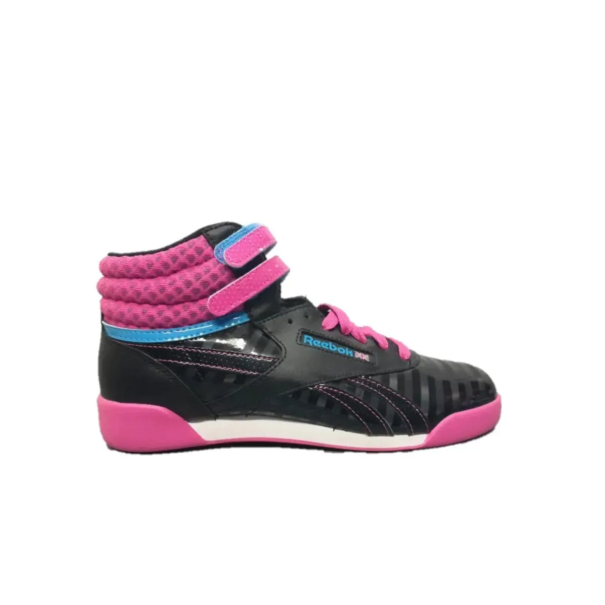 REEBOK Black/Pink Leather Youth Lifestyle Sneakers