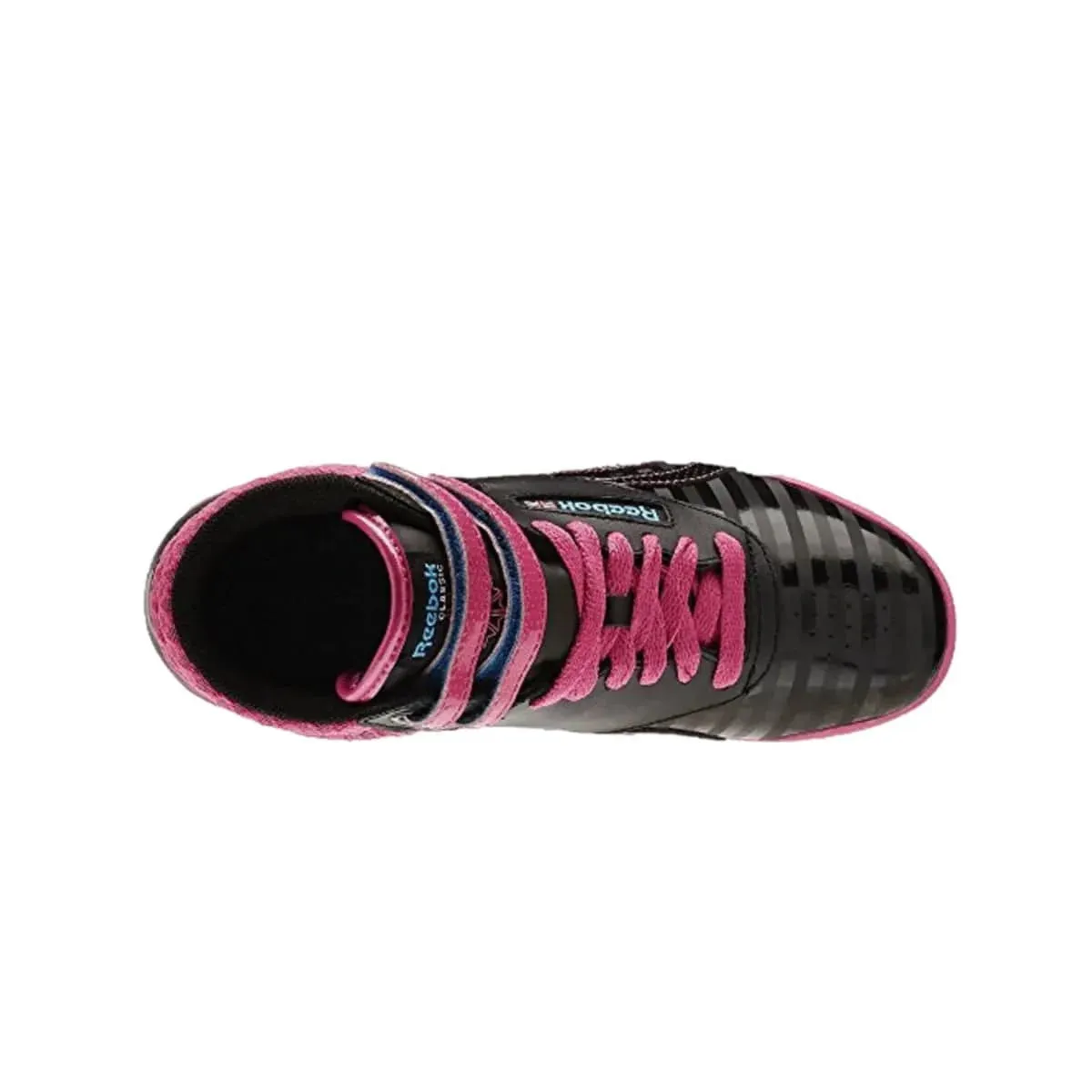 REEBOK Black/Pink Leather Youth Lifestyle Sneakers