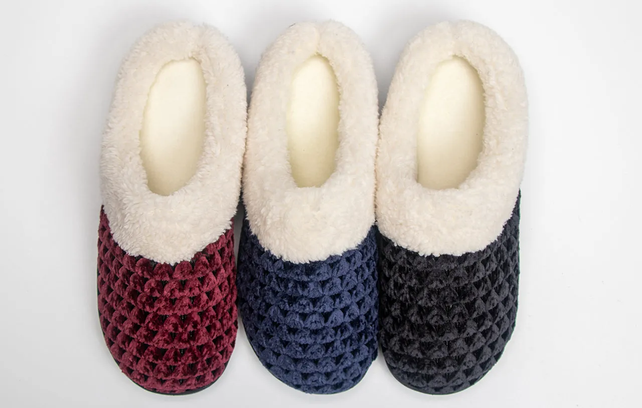 Roxoni Women's Fleece Trim Knit Sweater Furr Clog Indoor Outdoor Slipper